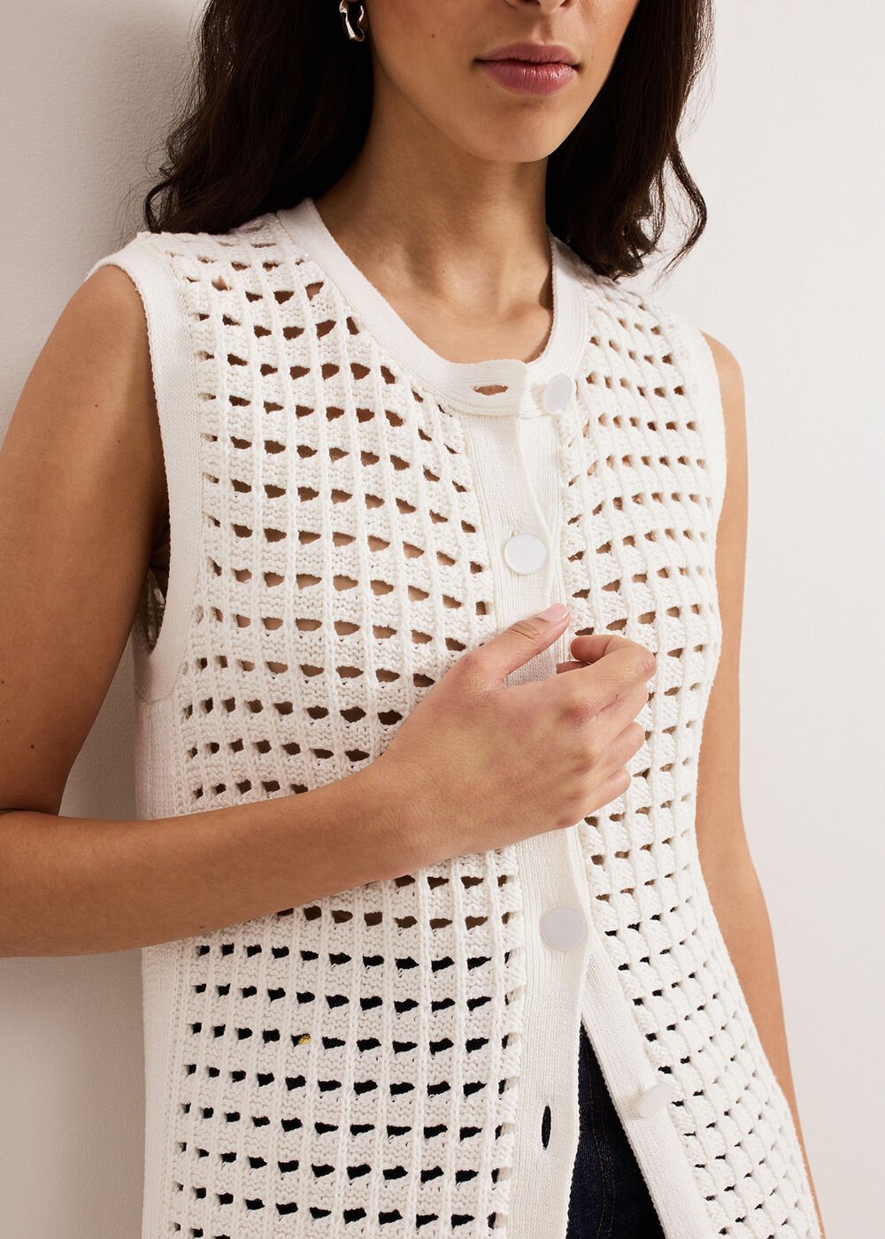Polly Crochet Cardi - Ivory