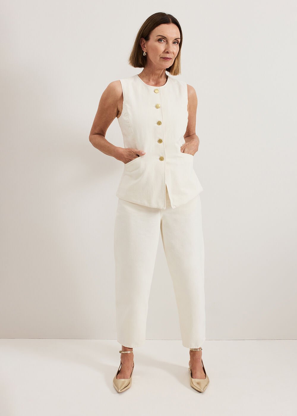 Sophia Denim Waistcoat - Ivory