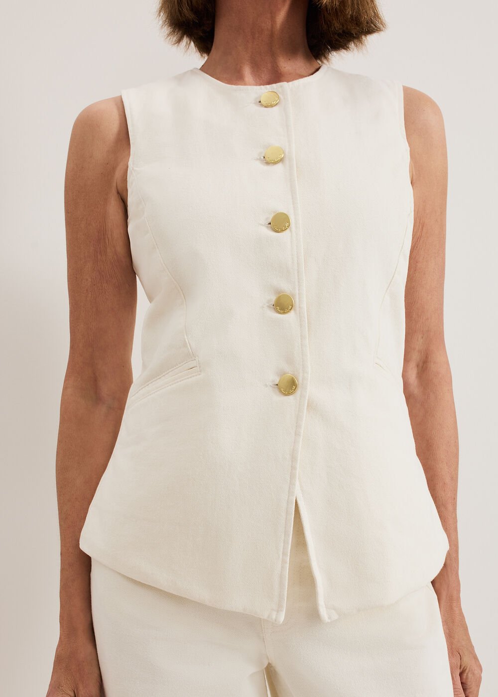 Sophia Denim Waistcoat - Ivory
