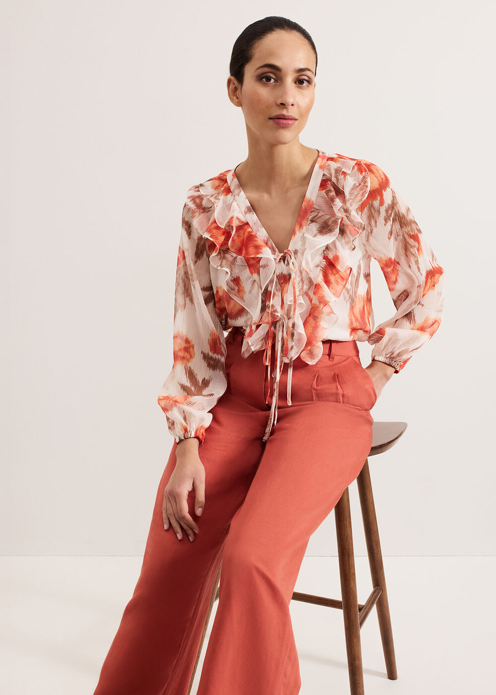 Lottie Linen Trouser - Brown