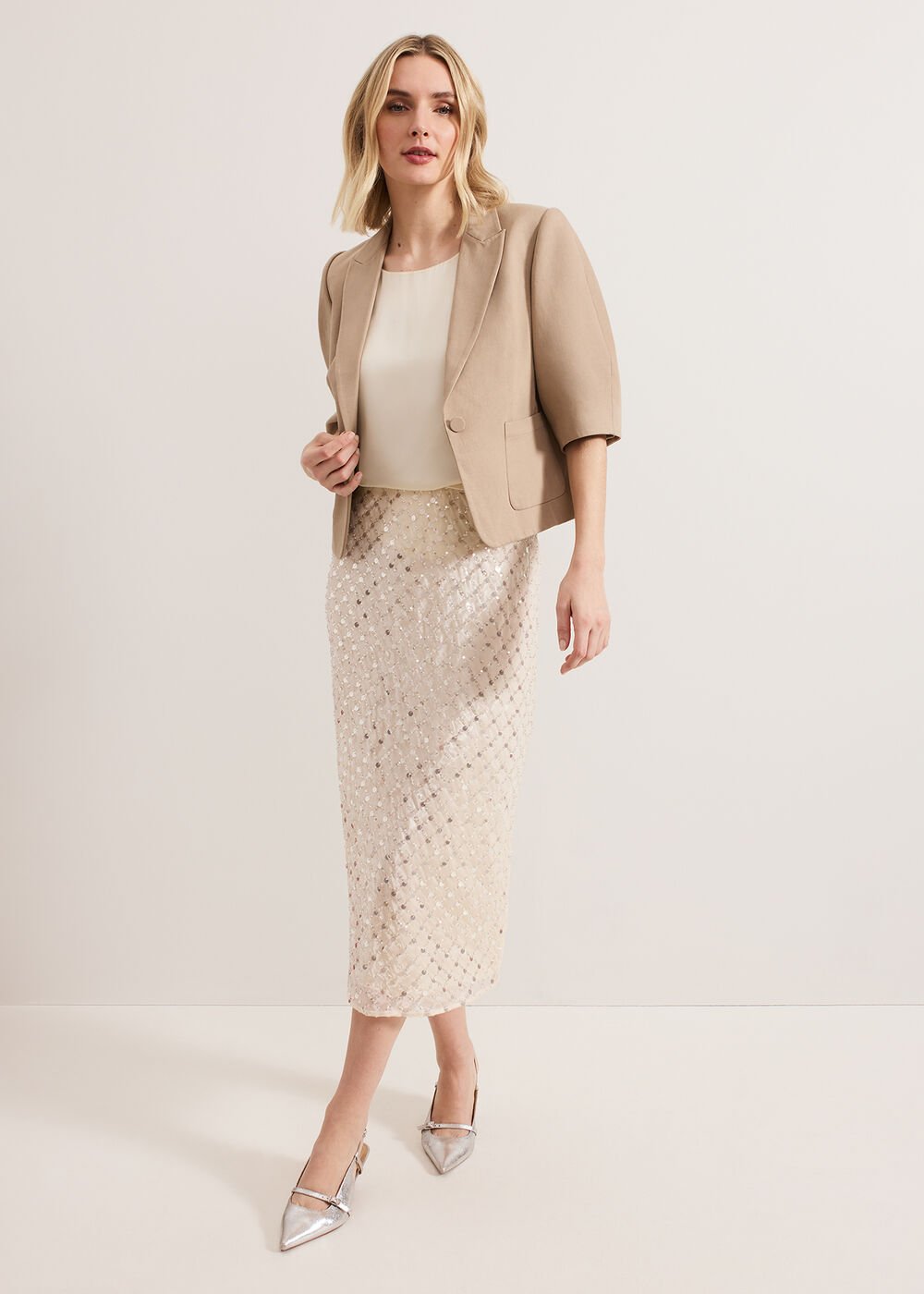 Alma Pencil Skirt - Neutral