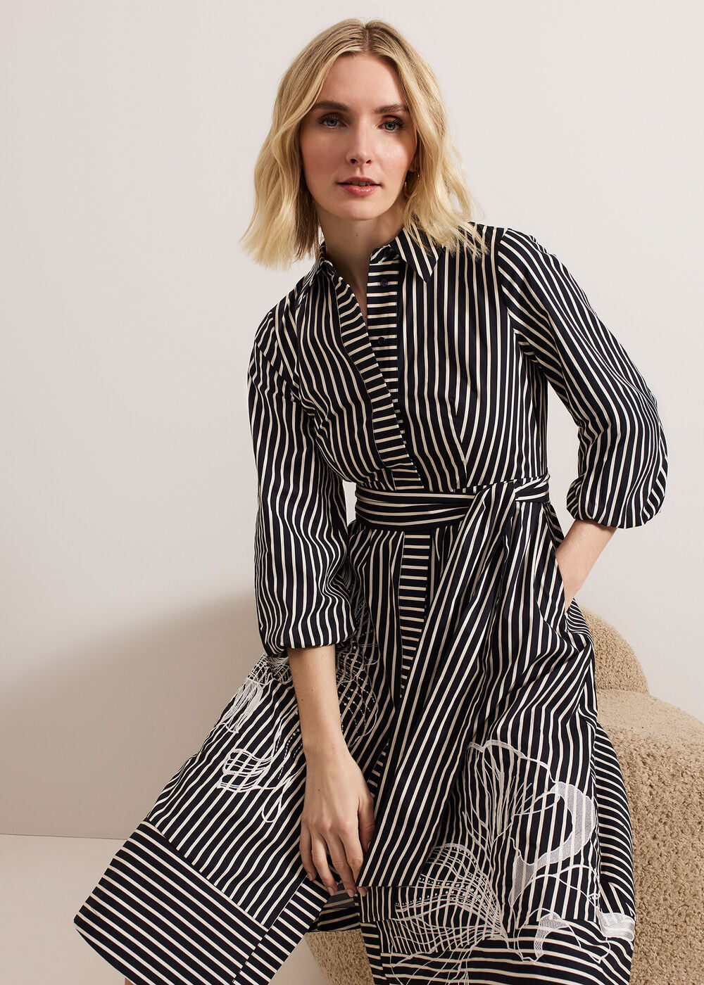 Corina Stripe Dress - Black