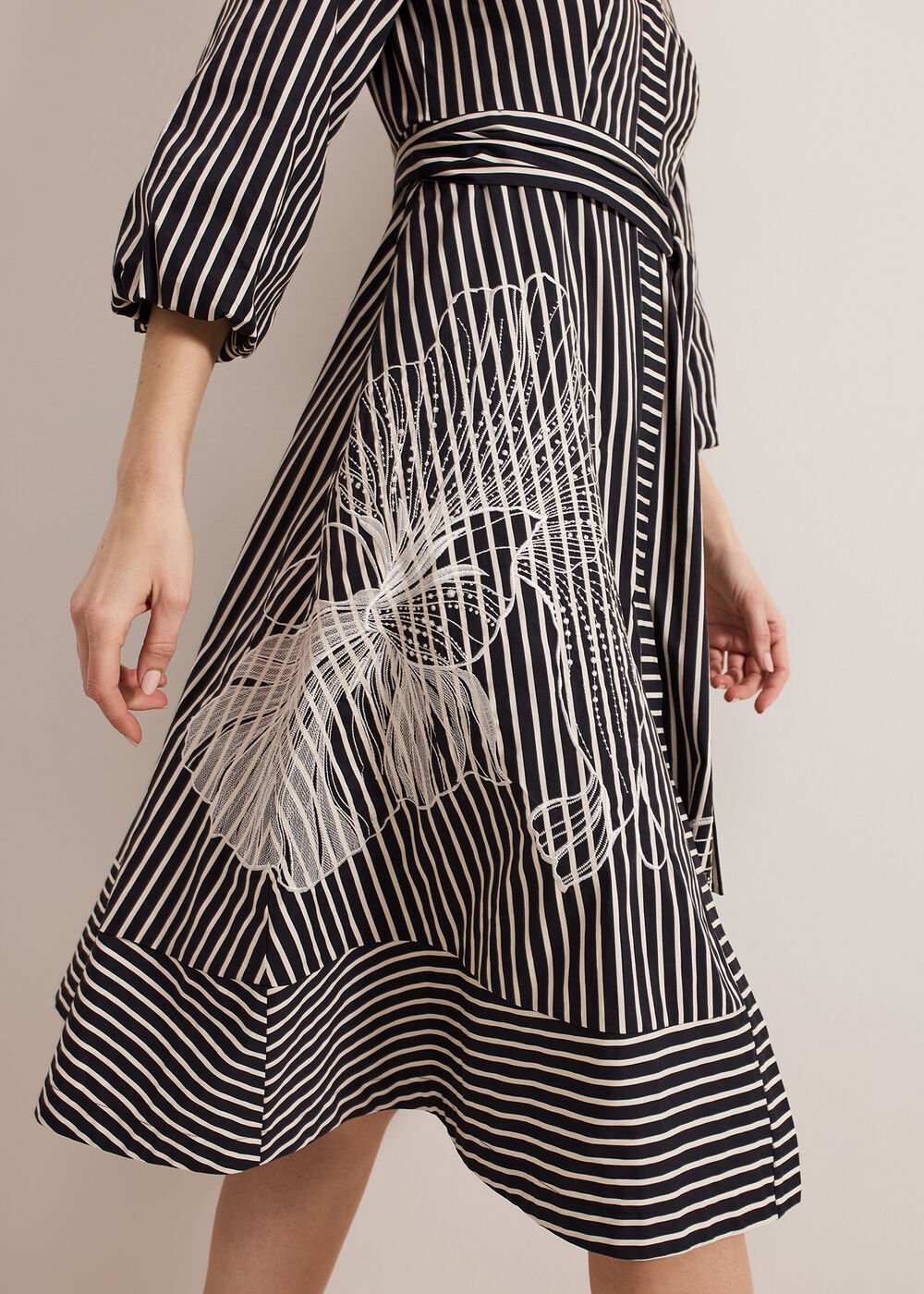 Corina Stripe Dress - Black