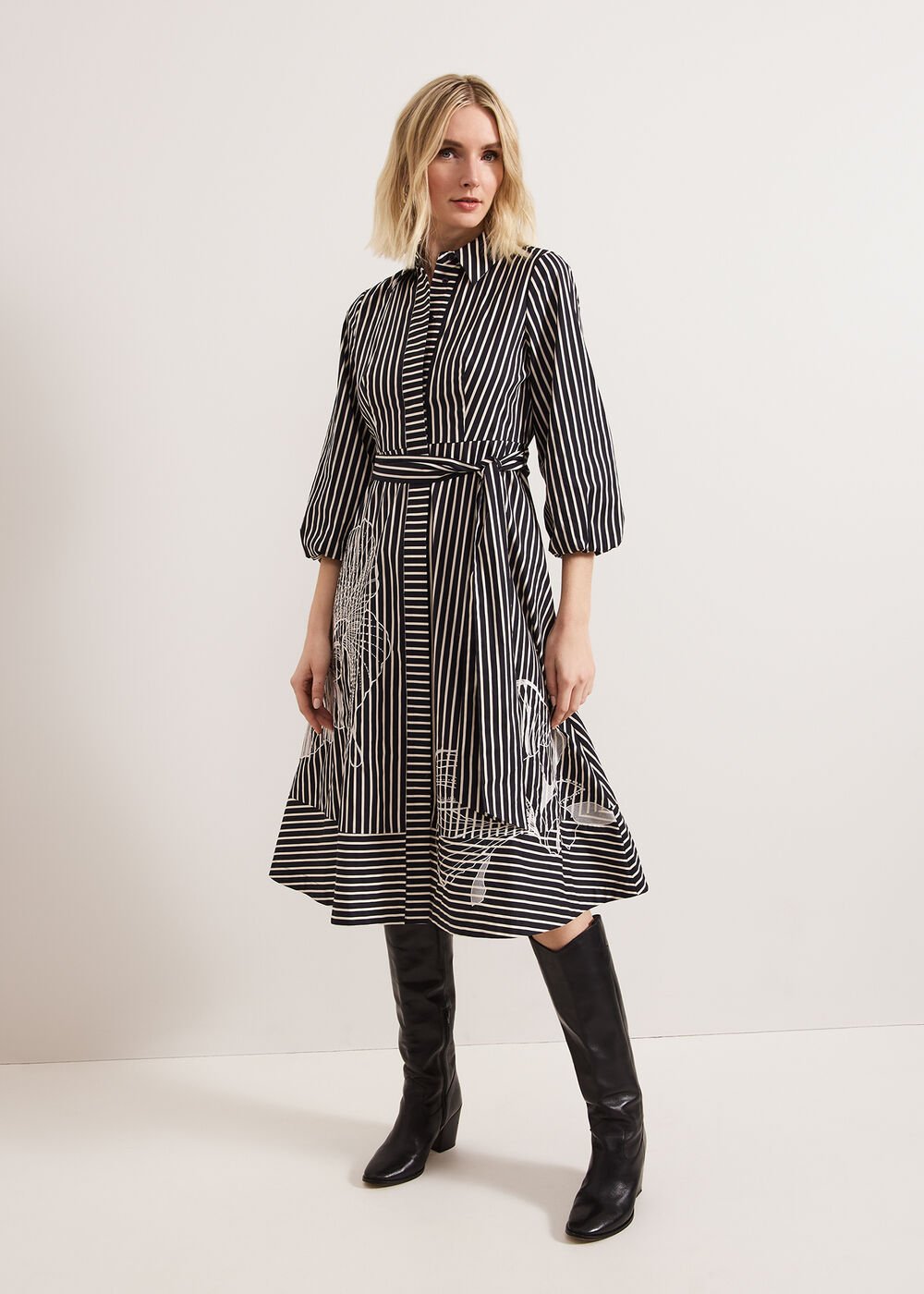 Corina Stripe Dress - Black