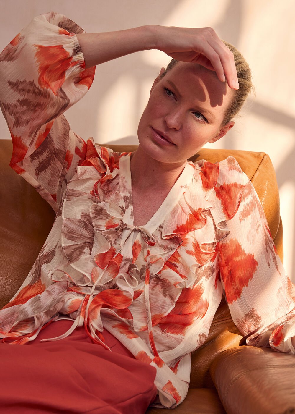 Ivana Printed Blouse - Orange