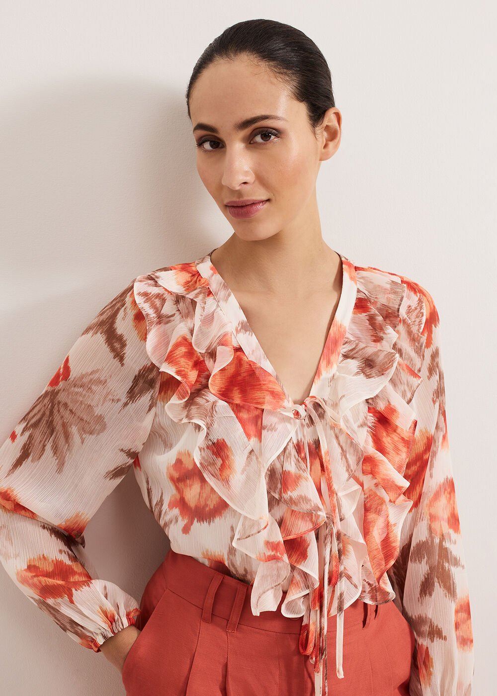 Ivana Printed Blouse - Orange
