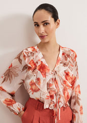 Ivana Printed Blouse - Orange