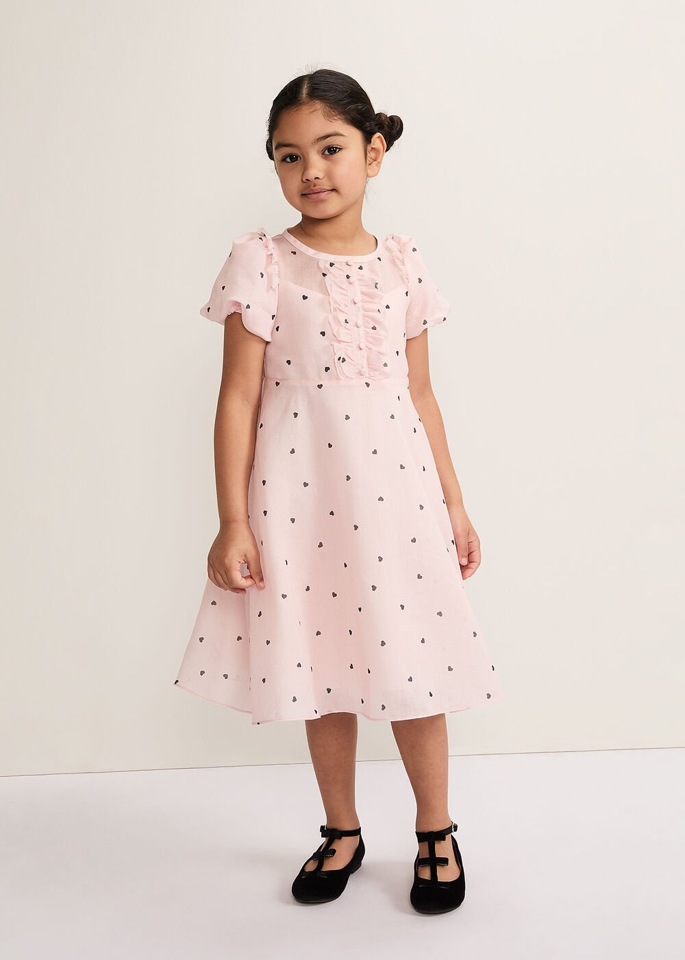 Bebe Heart Dress - Pale Pink