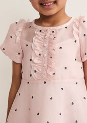 Bebe Heart Dress - Pale Pink