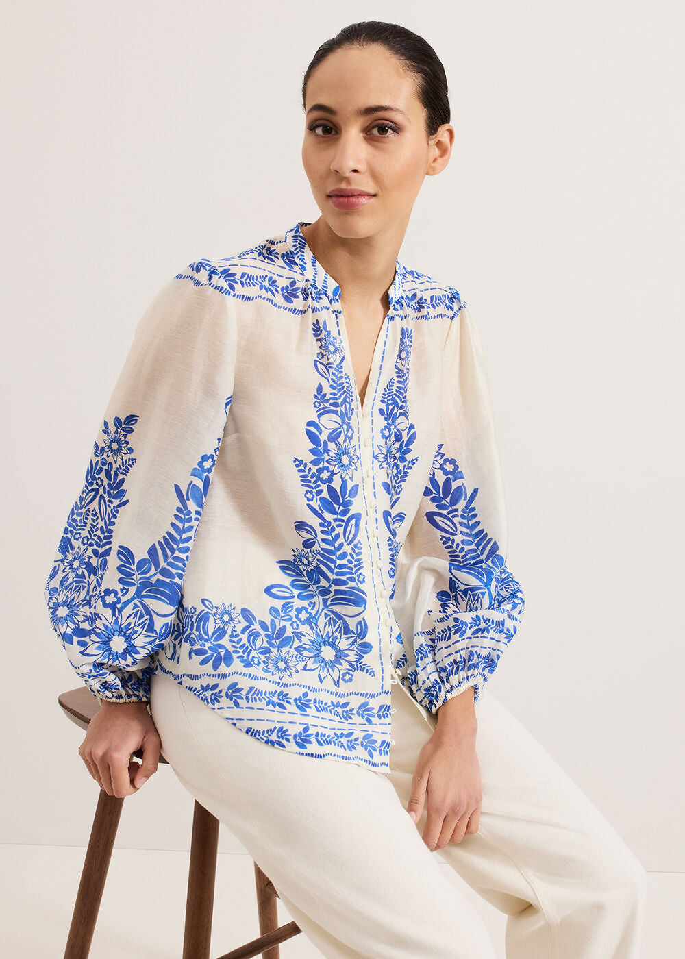 Marisa Linen Blouse - Blue