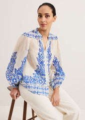 Marisa Linen Blouse - Blue