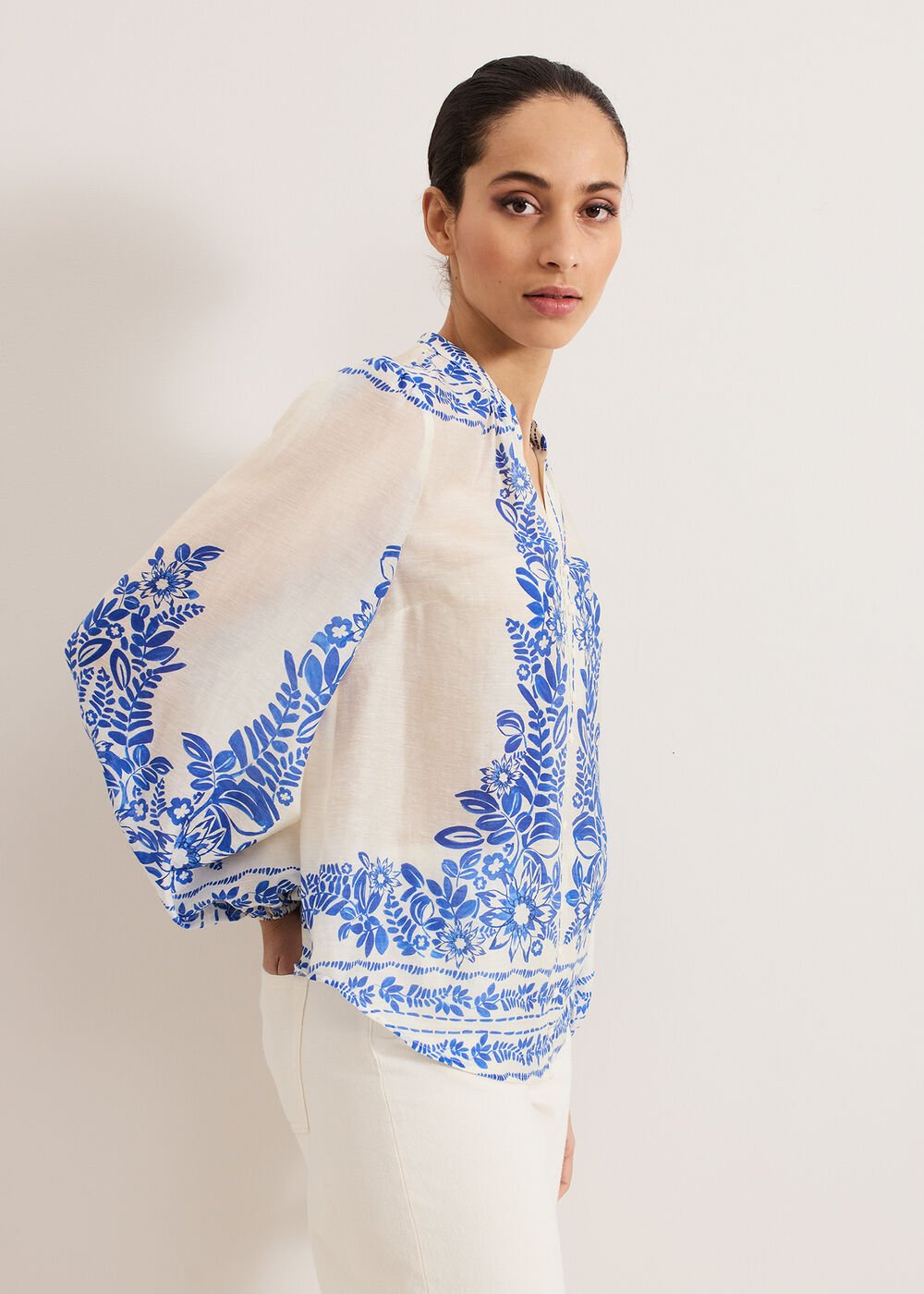 Marisa Linen Blouse - Blue