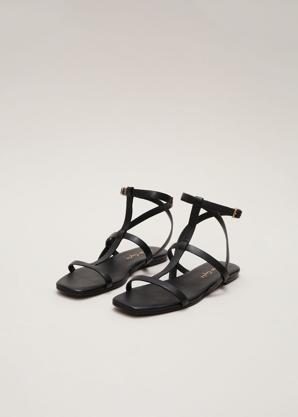 Strappy Flat Sandals - Black
