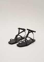 Strappy Flat Sandals - Black