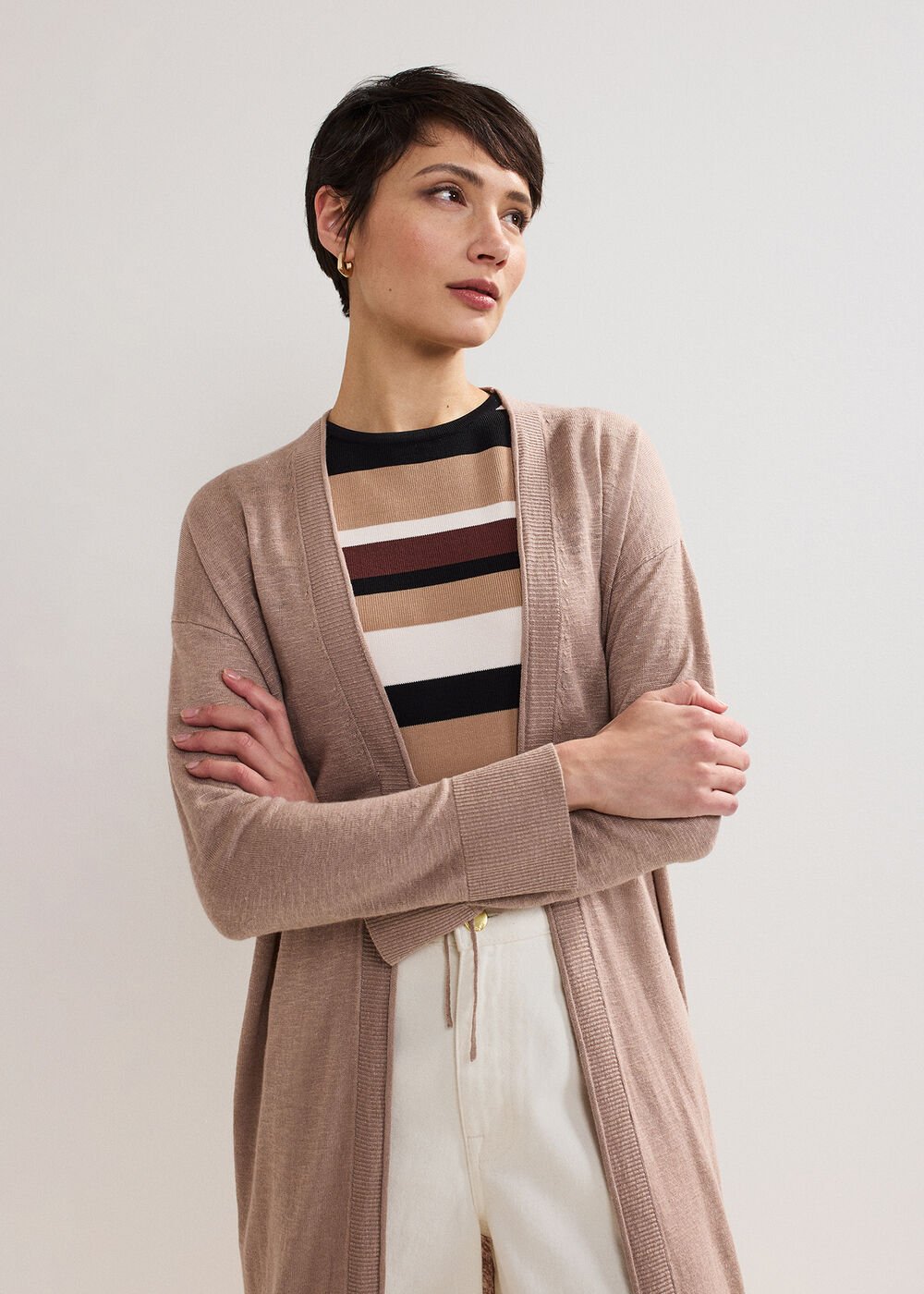 Tasha Linen Cardigan - Brown