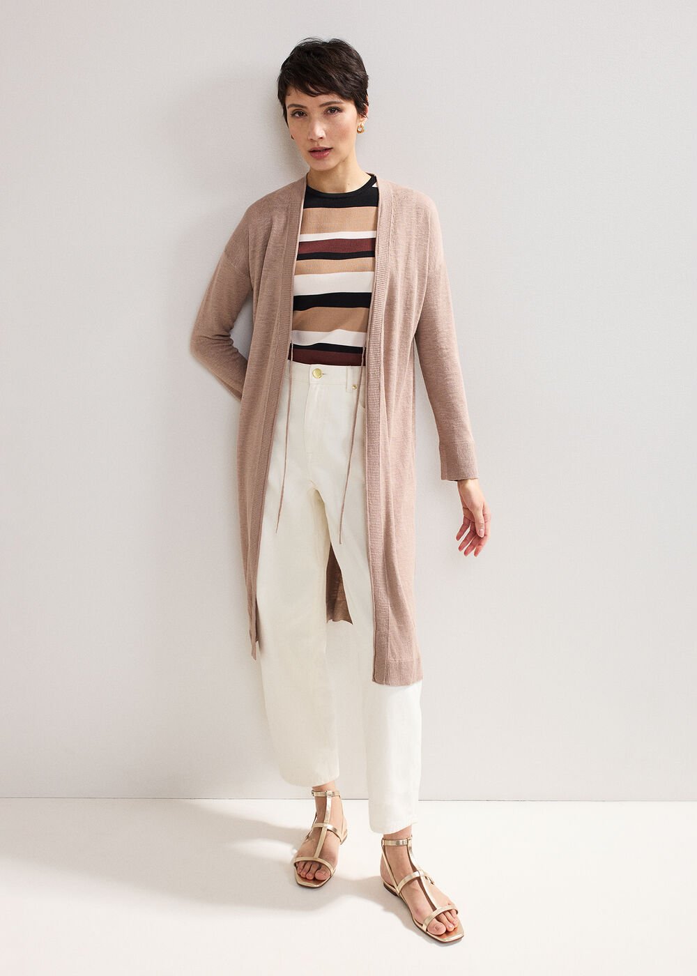 Tasha Linen Cardigan - Brown