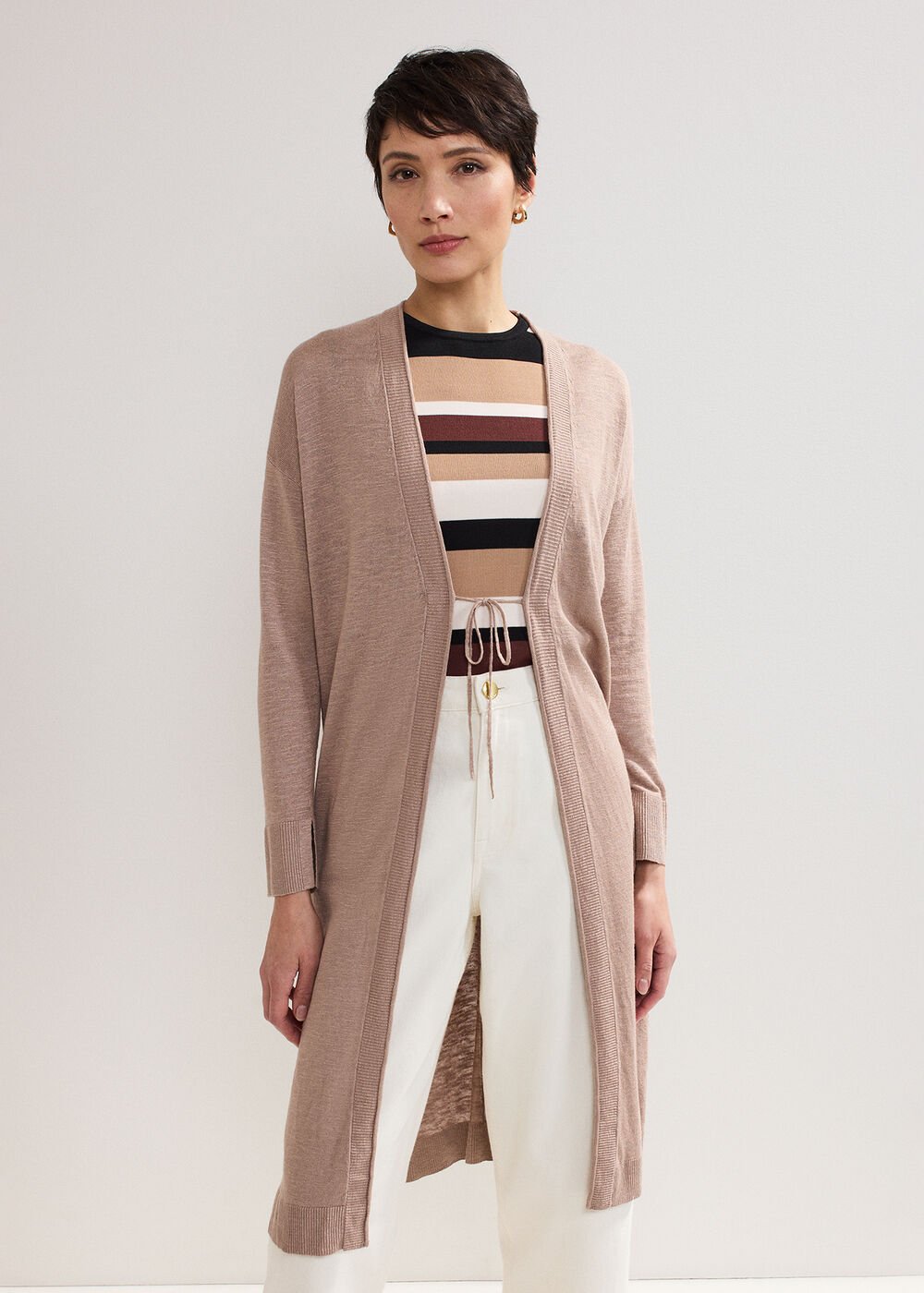 Tasha Linen Cardigan - Brown
