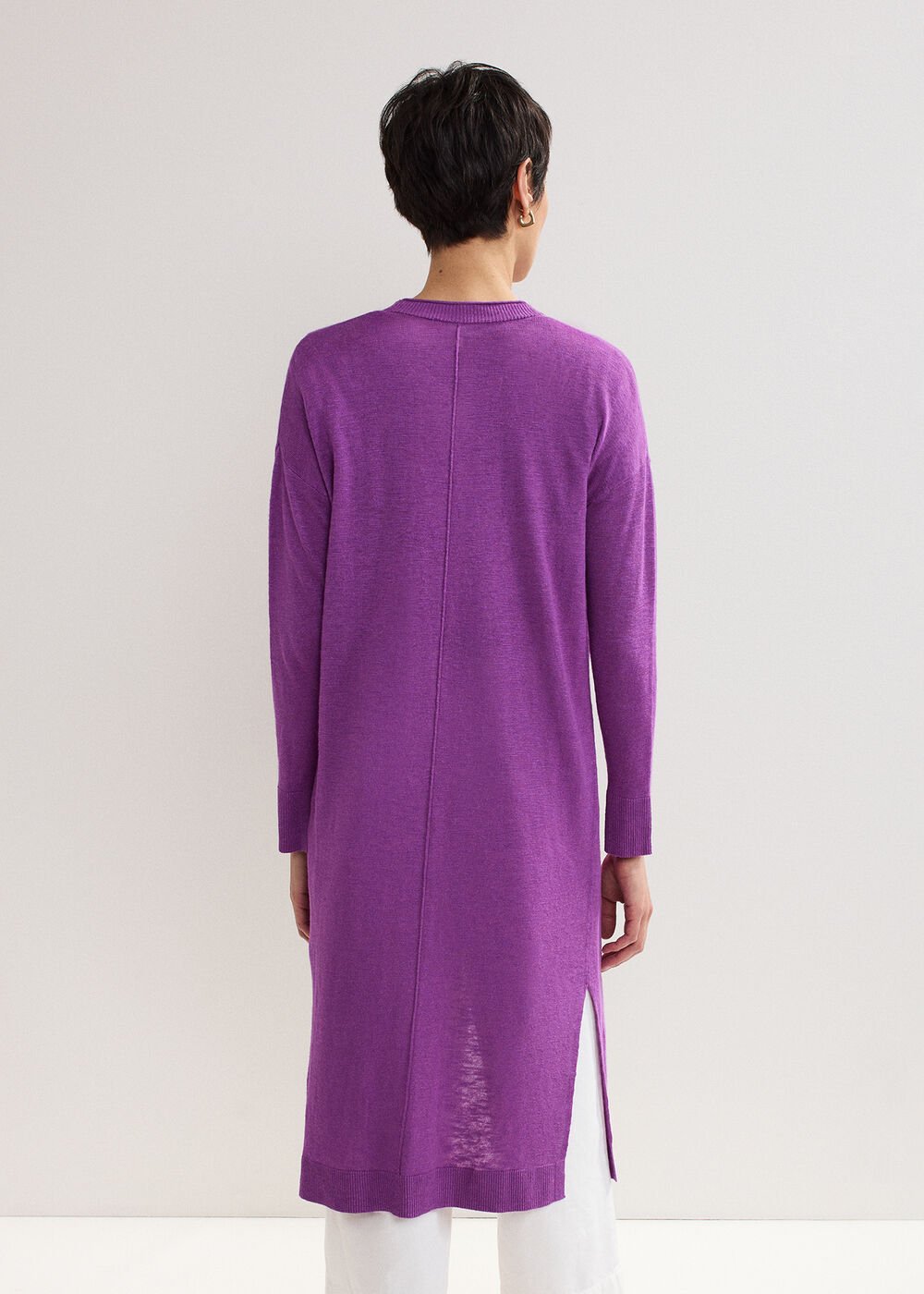 Tasha Linen Cardigan - Purple