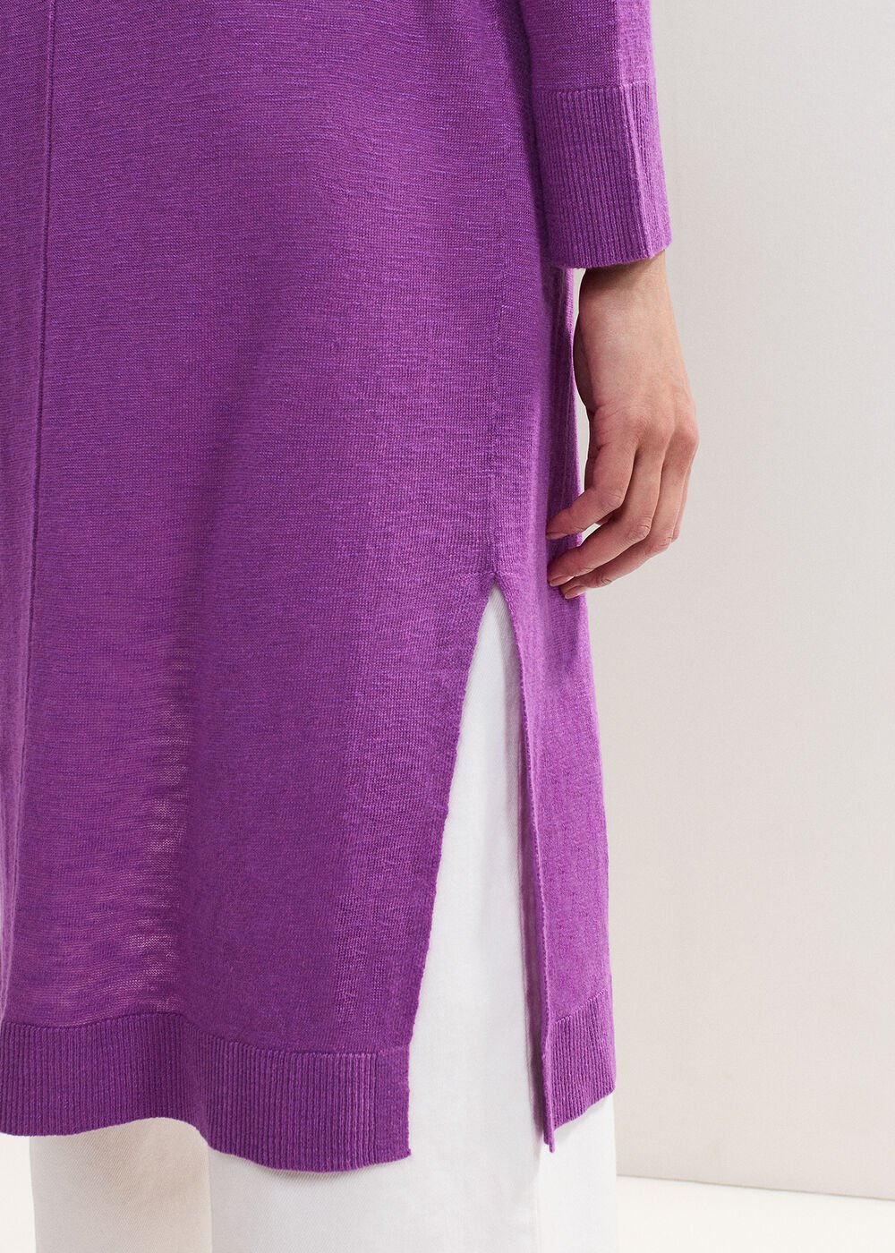 Tasha Linen Cardigan - Purple