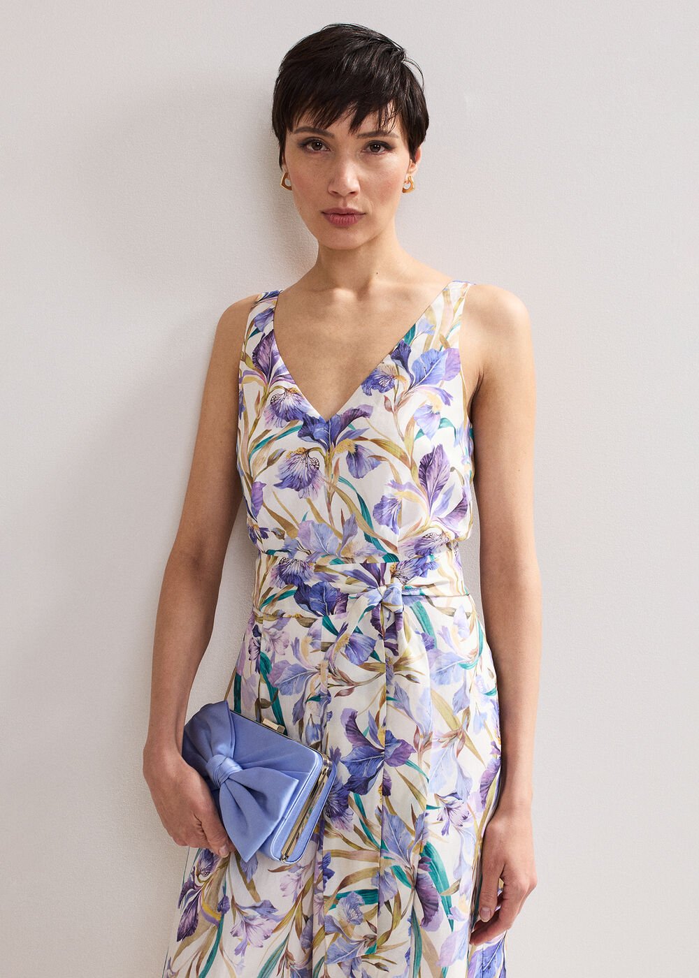 Satin Knot Clutch - Pale Blue