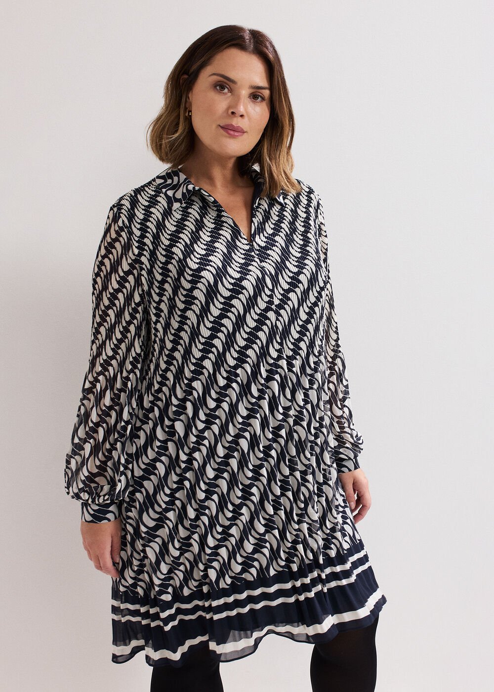 Eleanor Swing Dress - Navy/Ivory