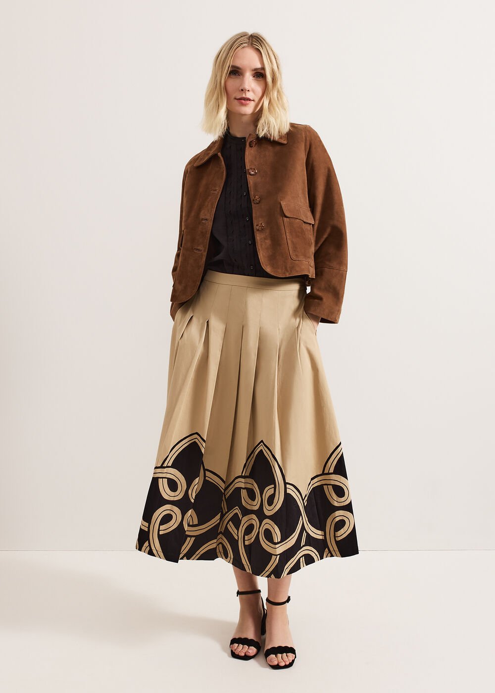 Sophia Print Skirt - Stone