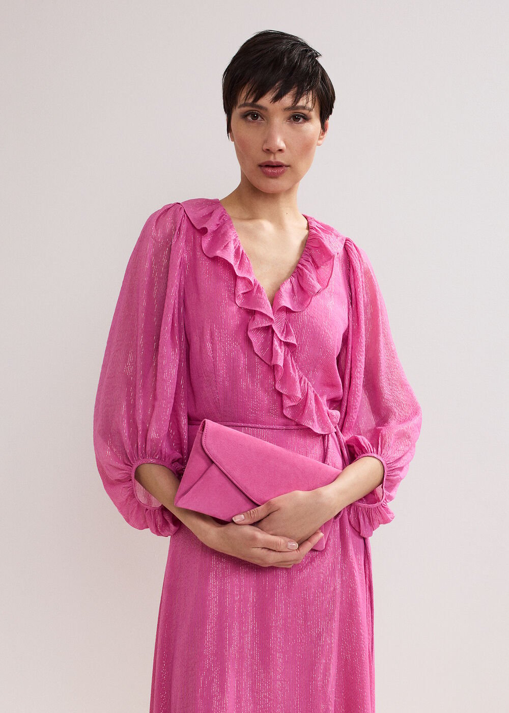 Suede Clutch - Pink
