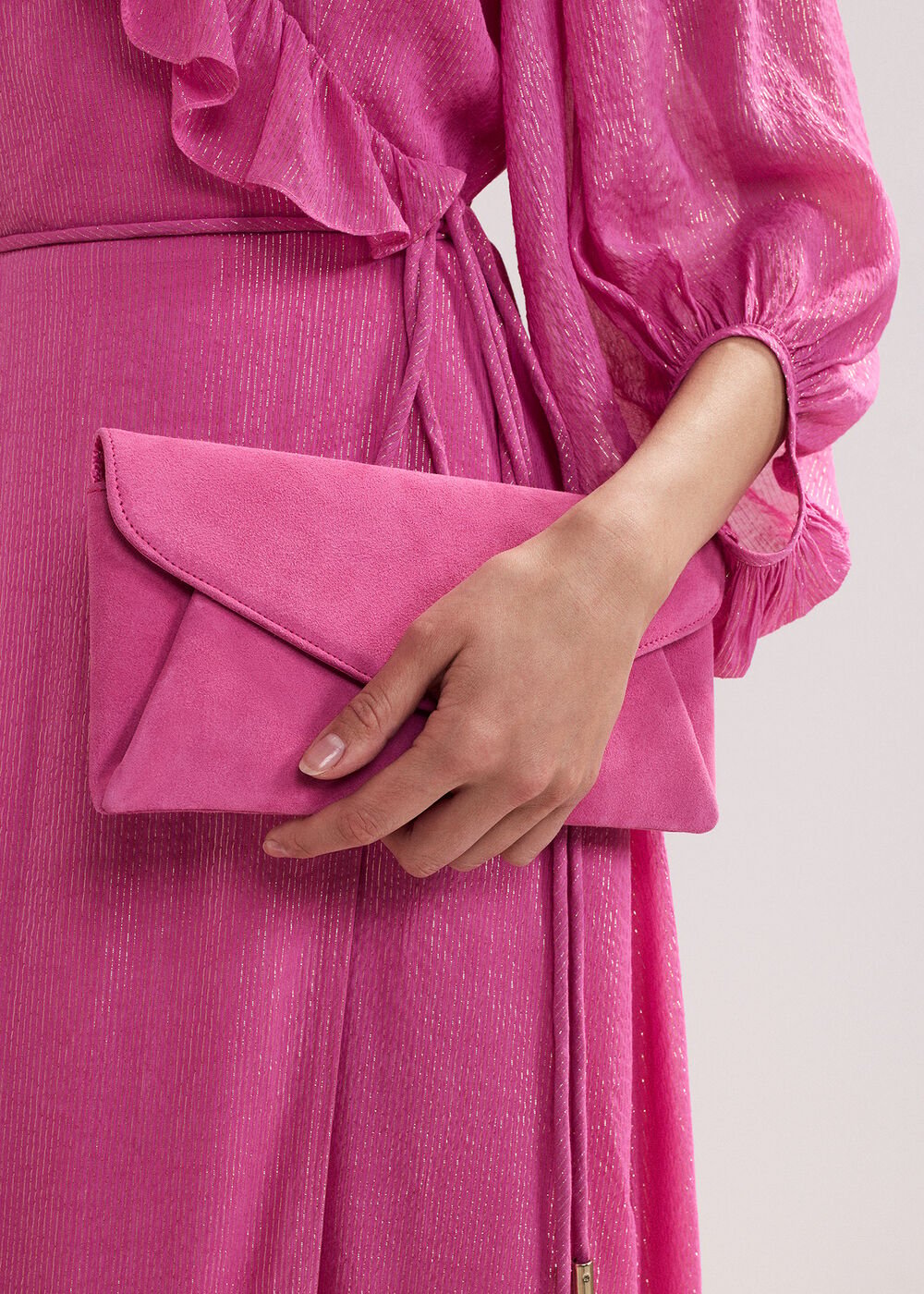 Suede Clutch - Pink