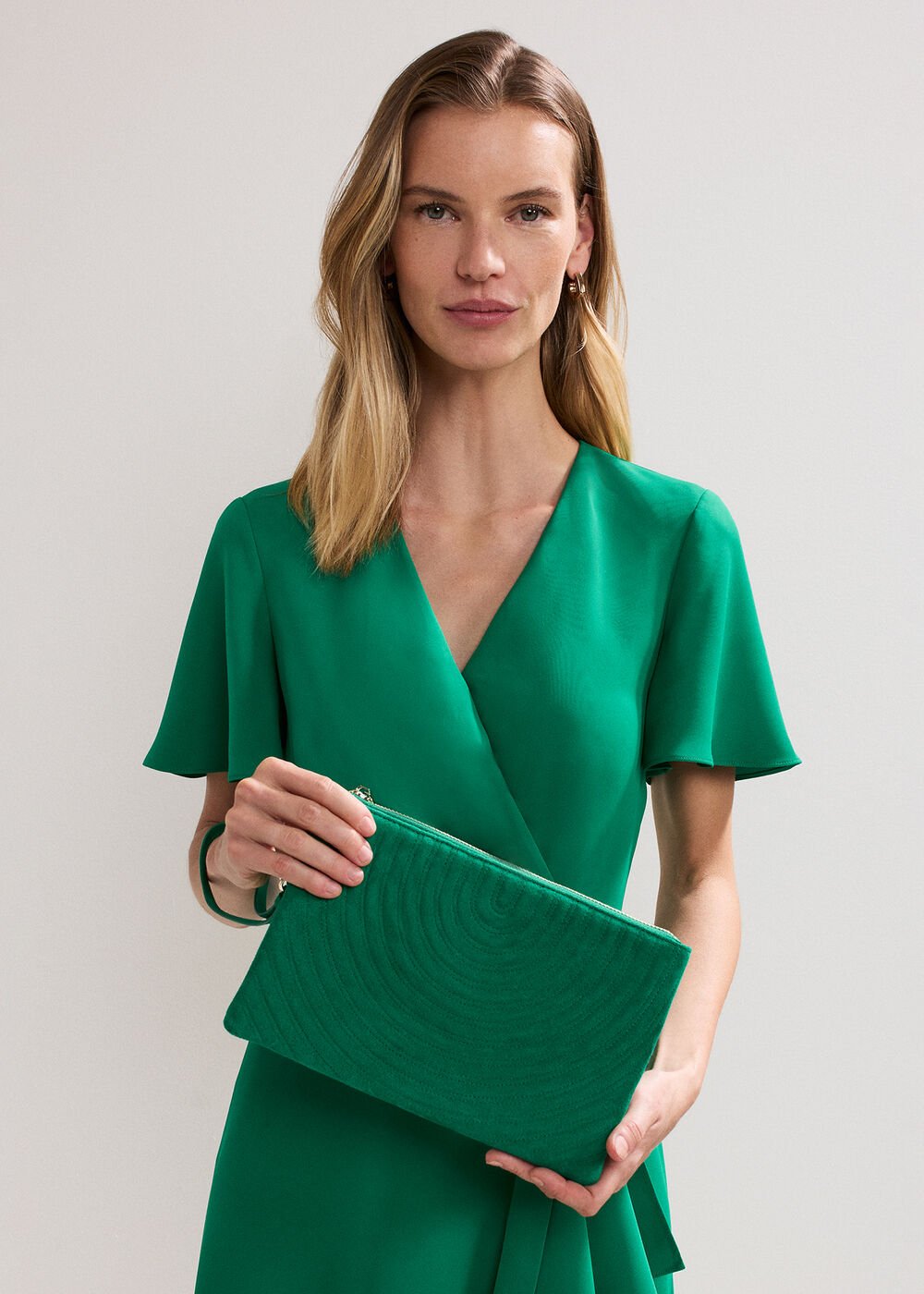 Stitch Front Clutch - Bright Green