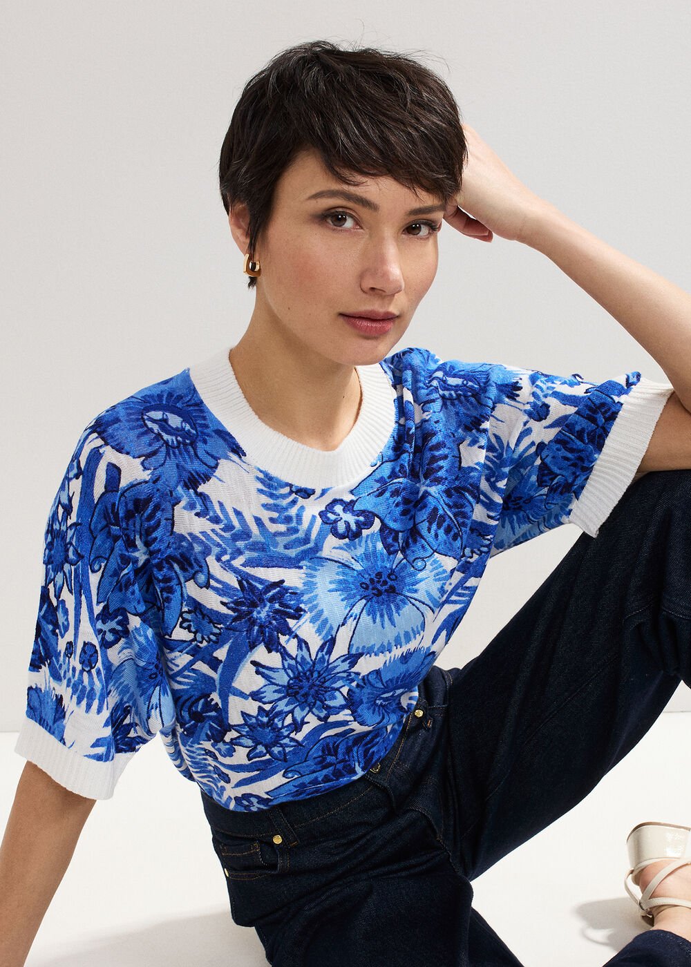 Lizzy Printed Jumper - Blue