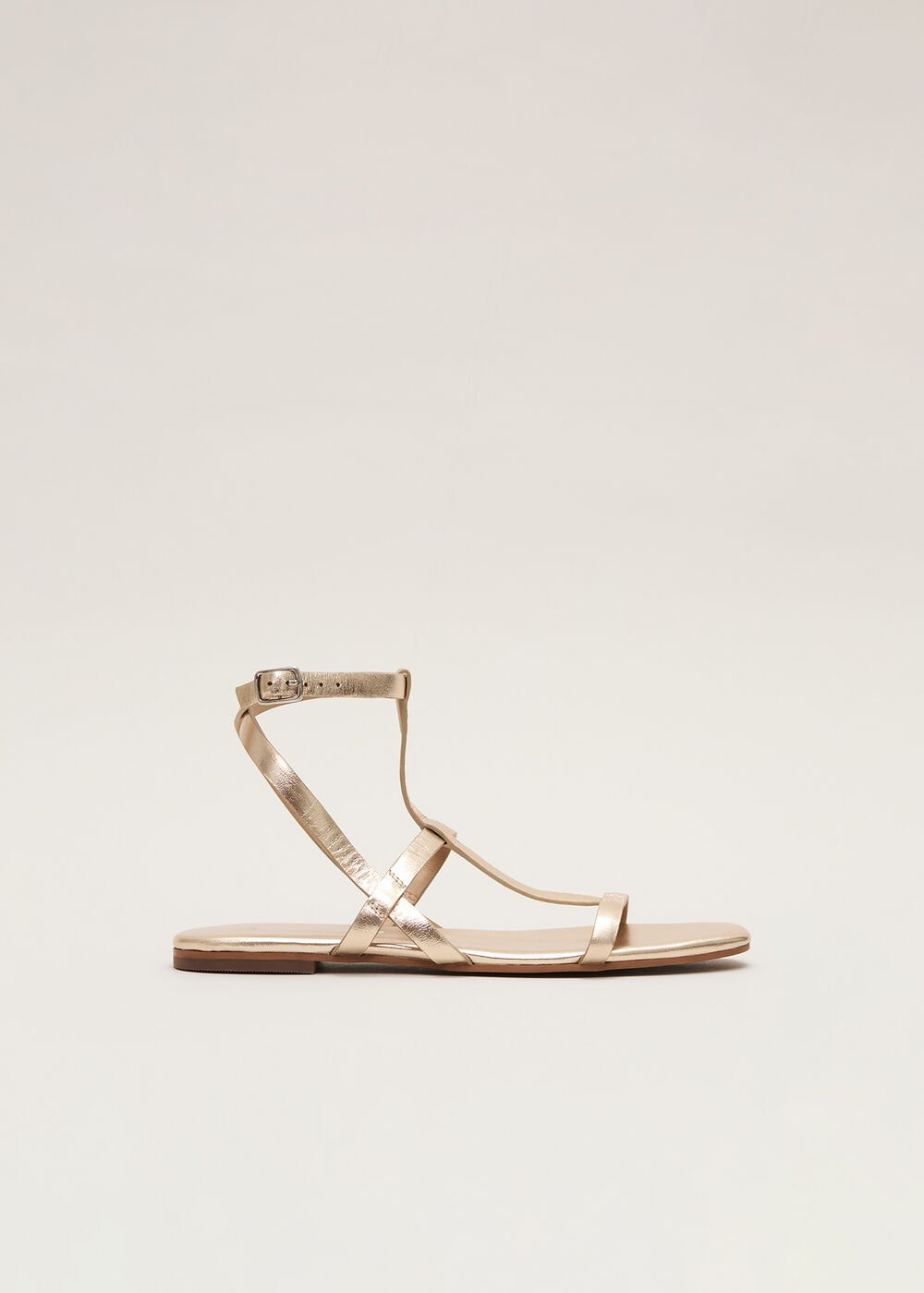 Strappy Flat Sandals - Gold