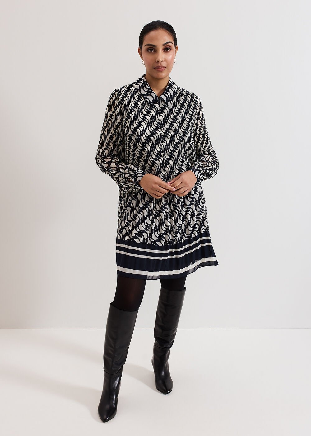 Petite Eleanor Dress - Navy/Ivory