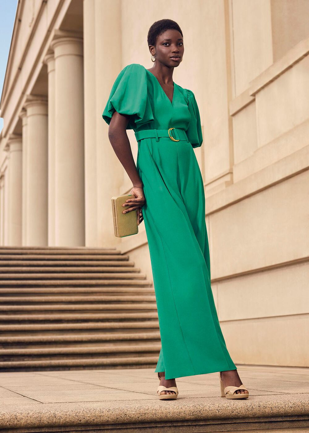 Margot Puff Jumpsuit - Green