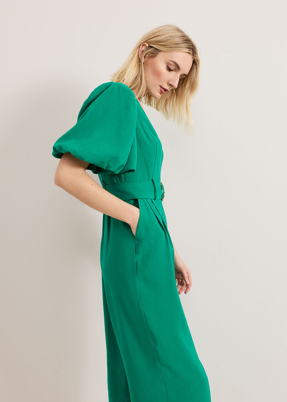 Margot Puff Jumpsuit - Green
