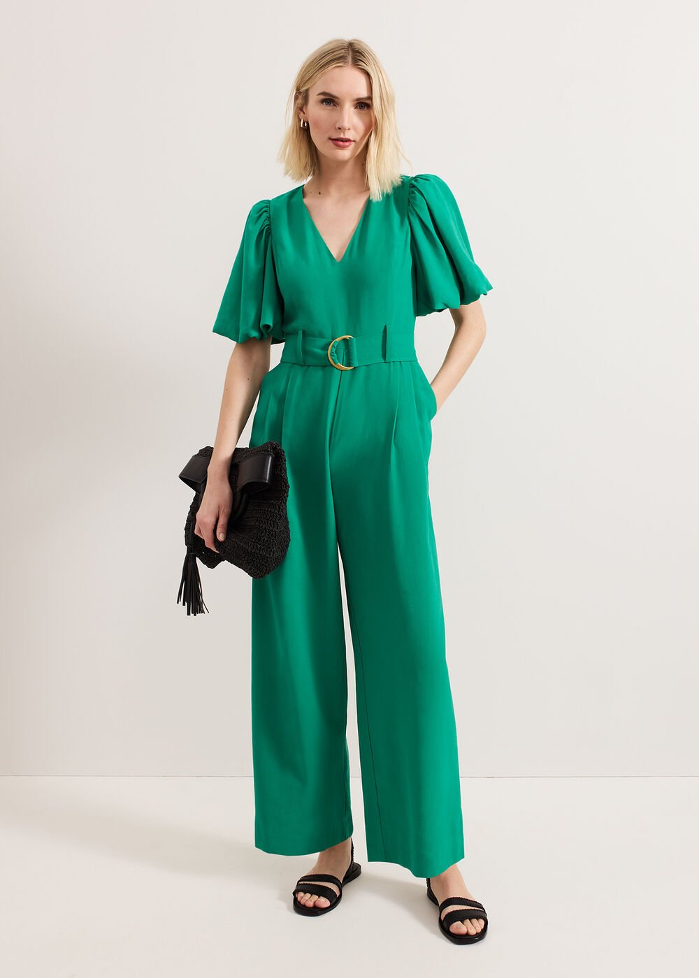 Margot Puff Jumpsuit - Green