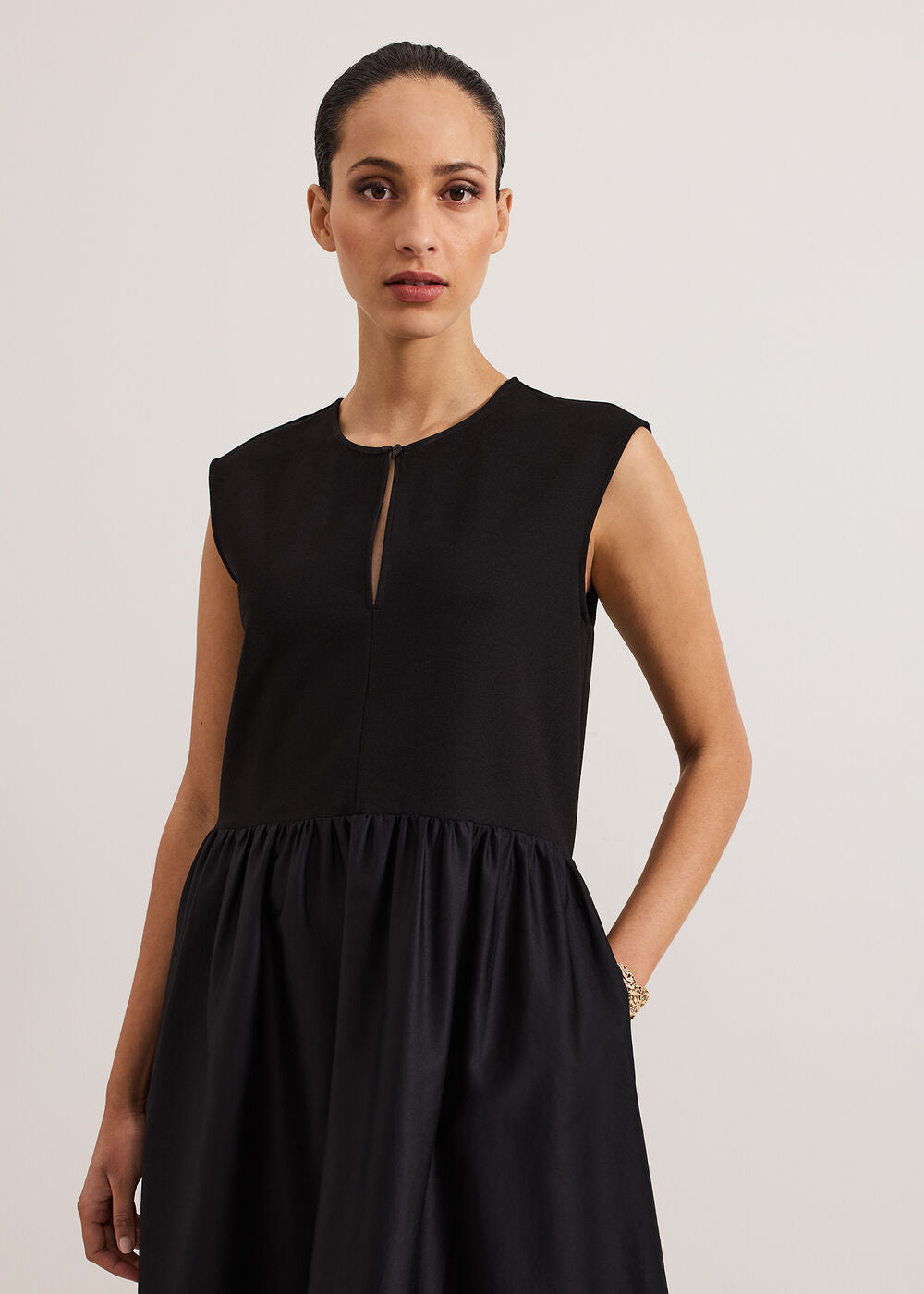 Jenny Mix Woven Dress - Black