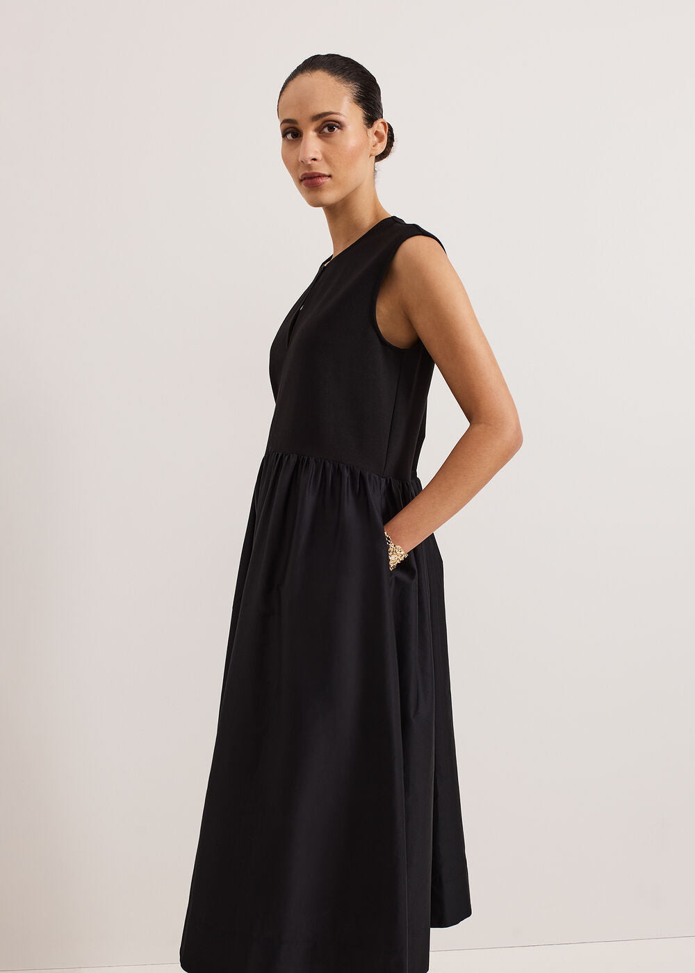 Jenny Mix Woven Dress - Black