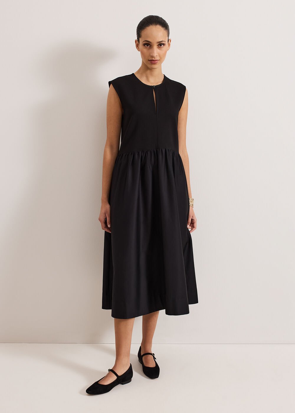 Jenny Mix Woven Dress - Black