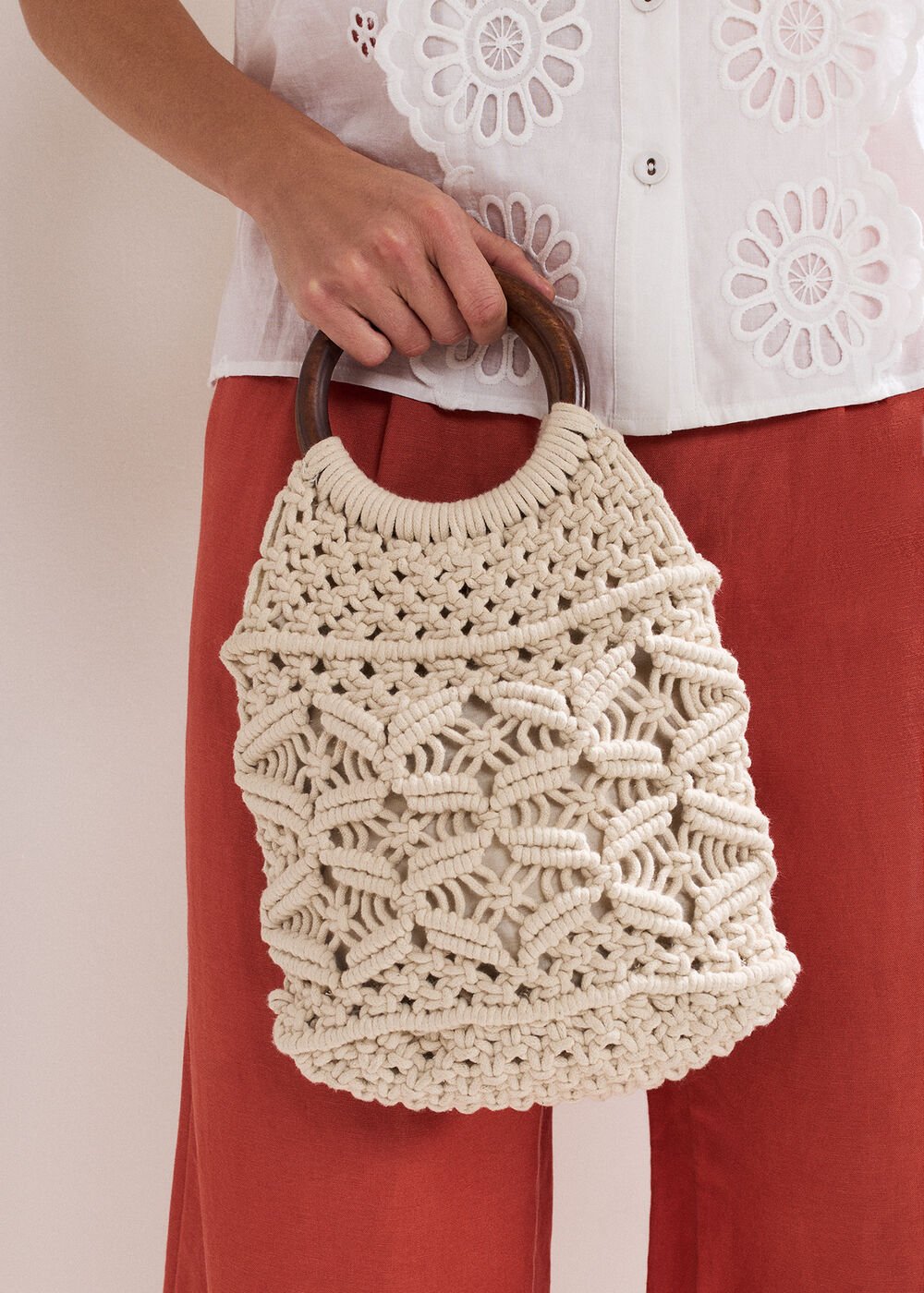 Macrame Bucket Bag - Ivory