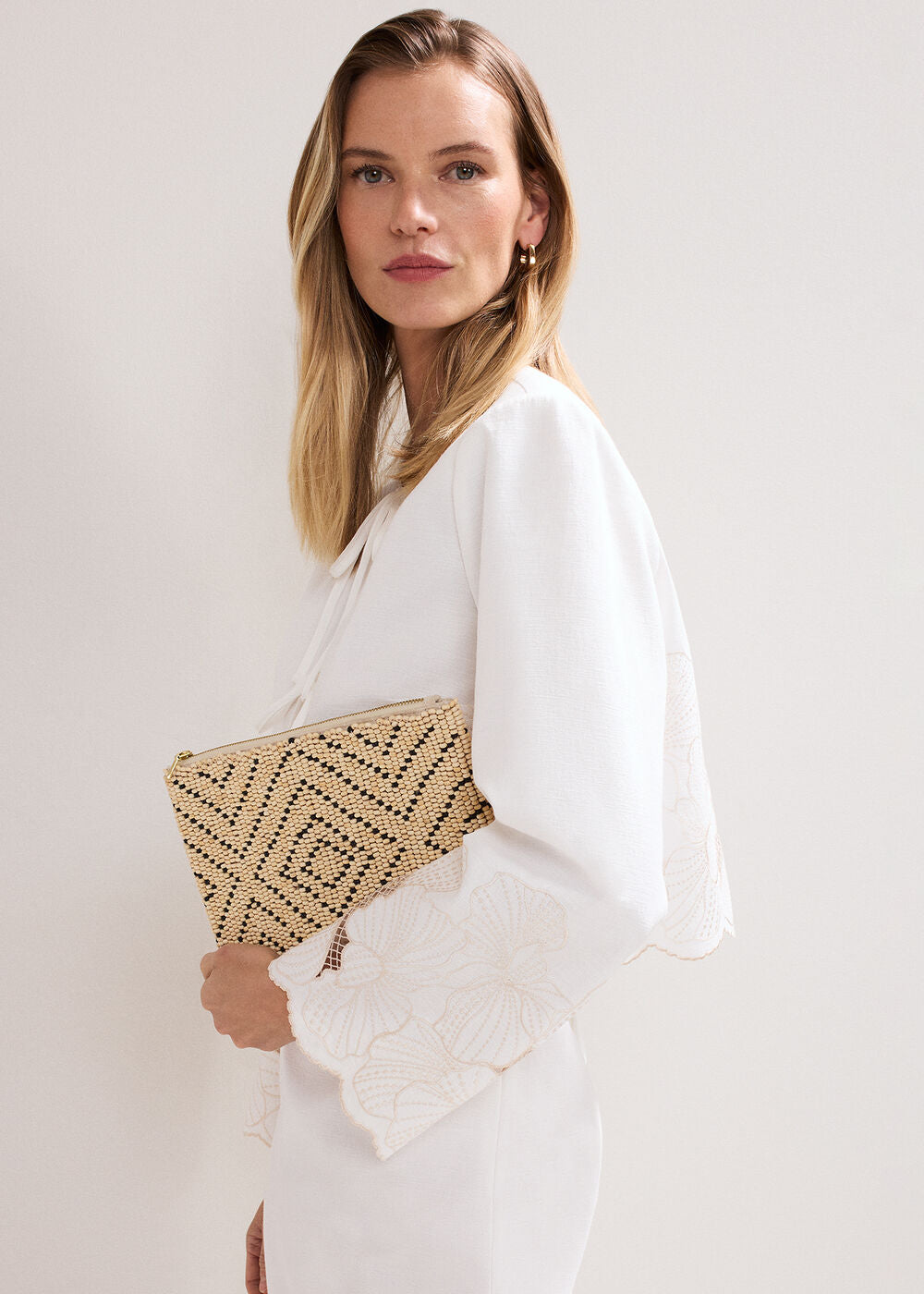 Beaded Clutch Bag - Neutral