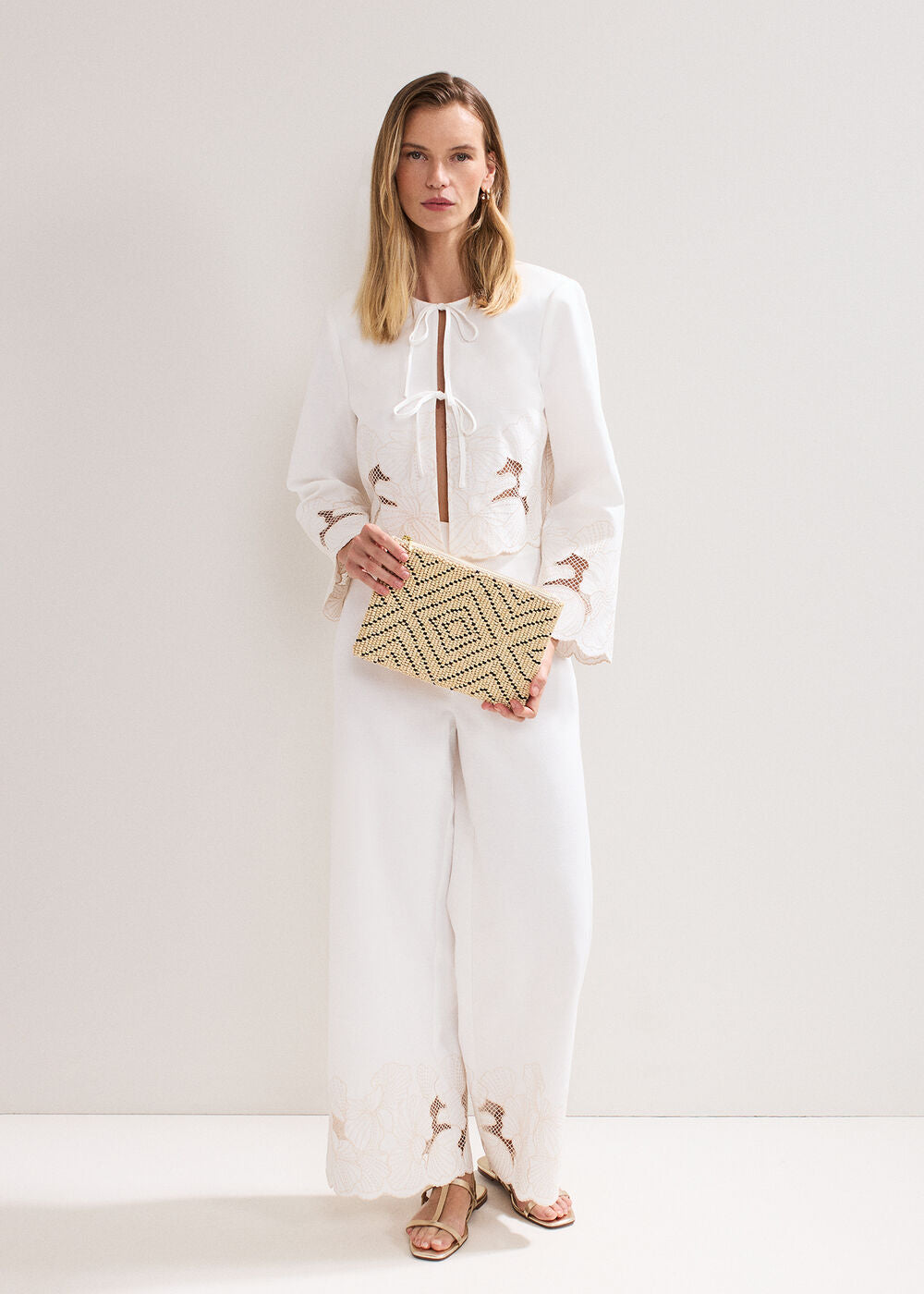 Beaded Clutch Bag - Neutral