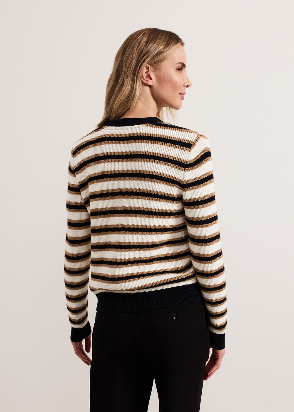 Indy Stripe Cardigan - Black/Ivory