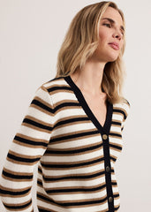 Indy Stripe Cardigan - Black/Ivory