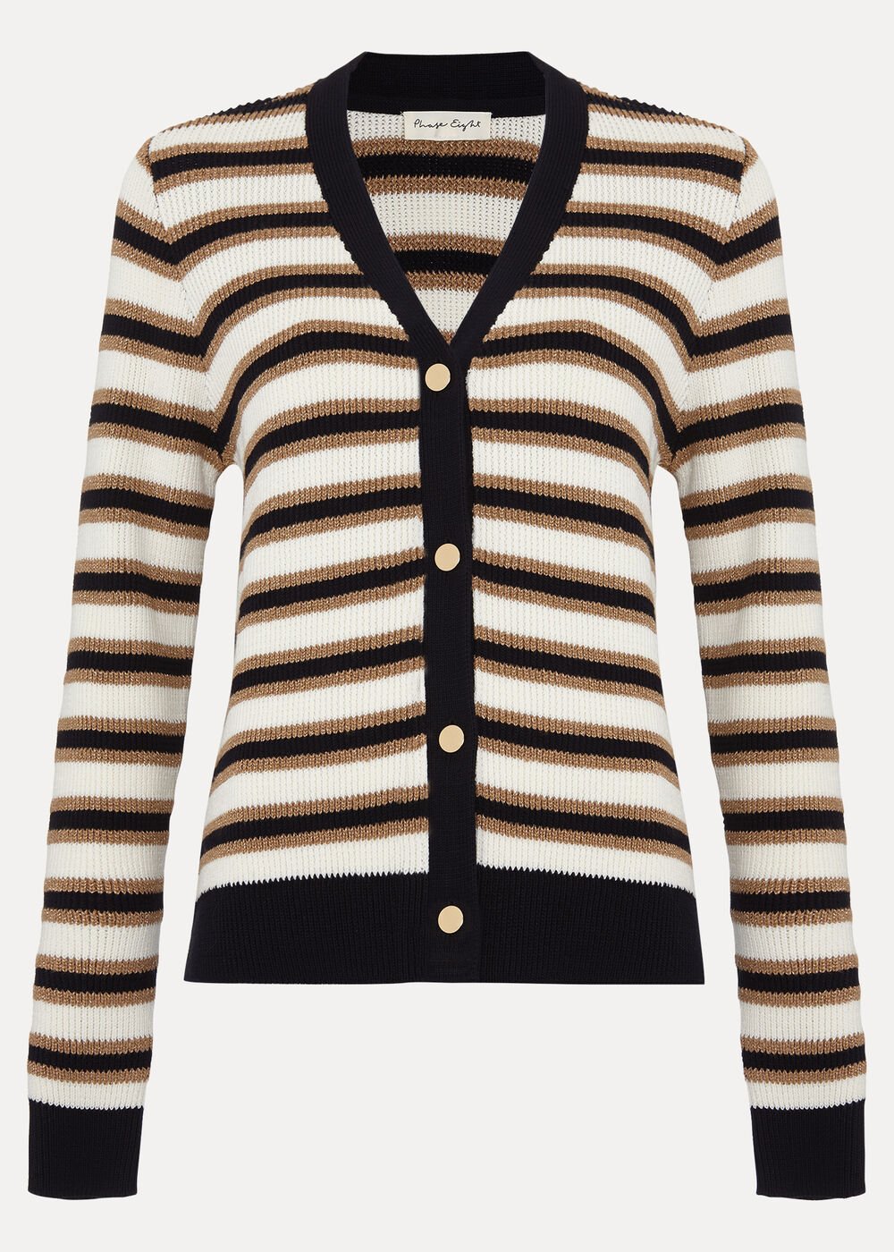 Indy Stripe Cardigan - Black/Ivory