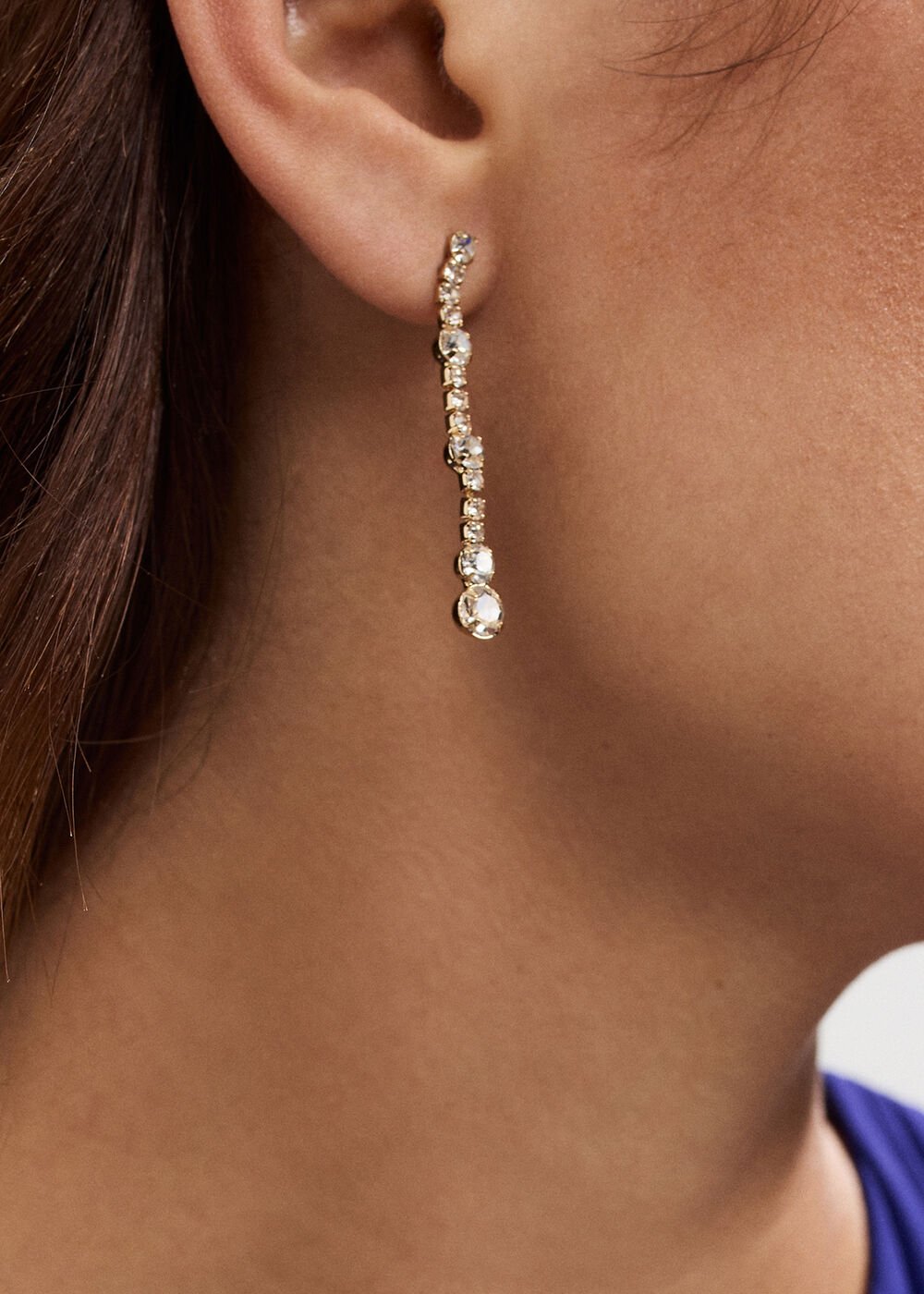 Stone Drop Earrings - Gold