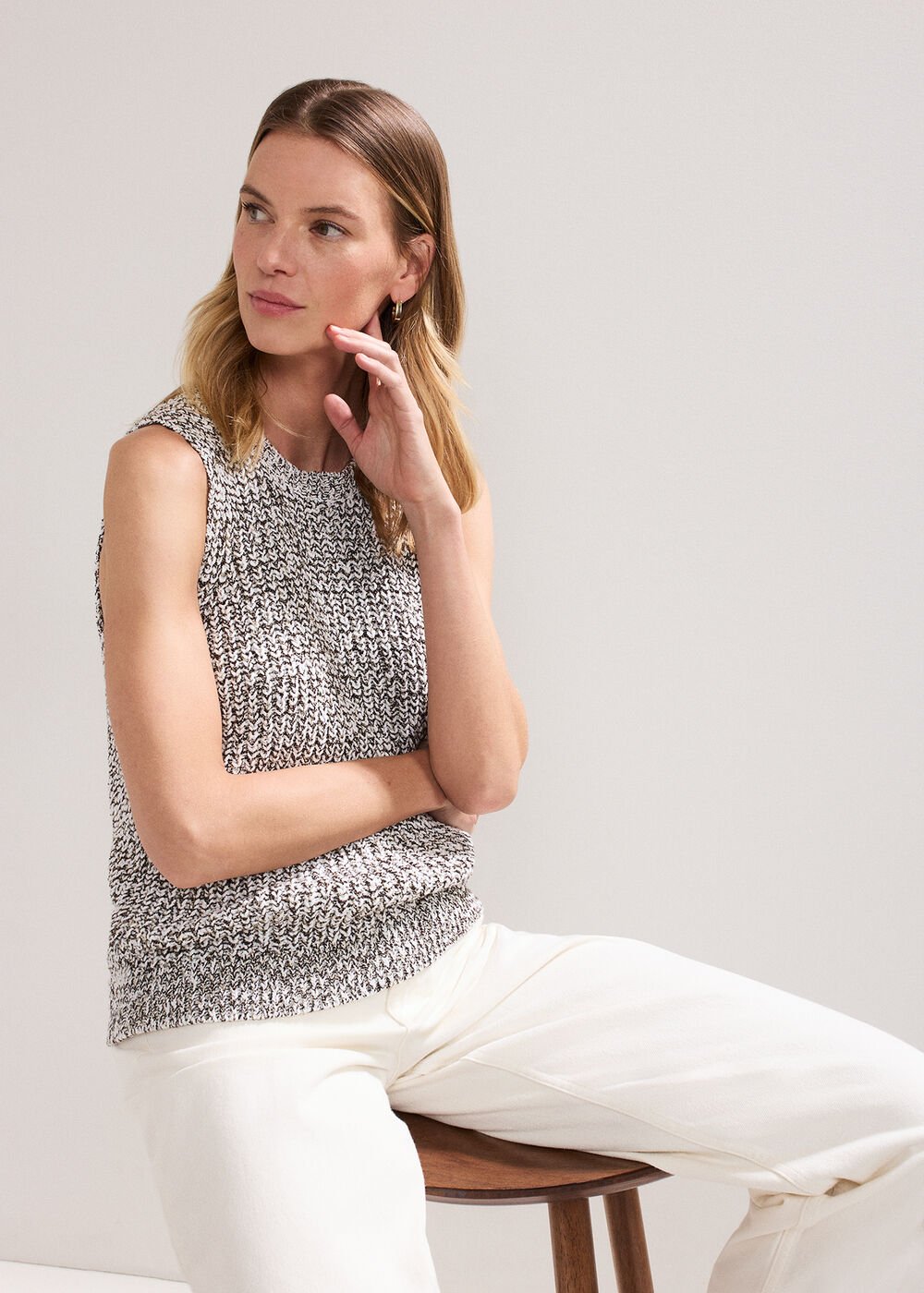 Lorelle Knit Tank - Black/Ivory