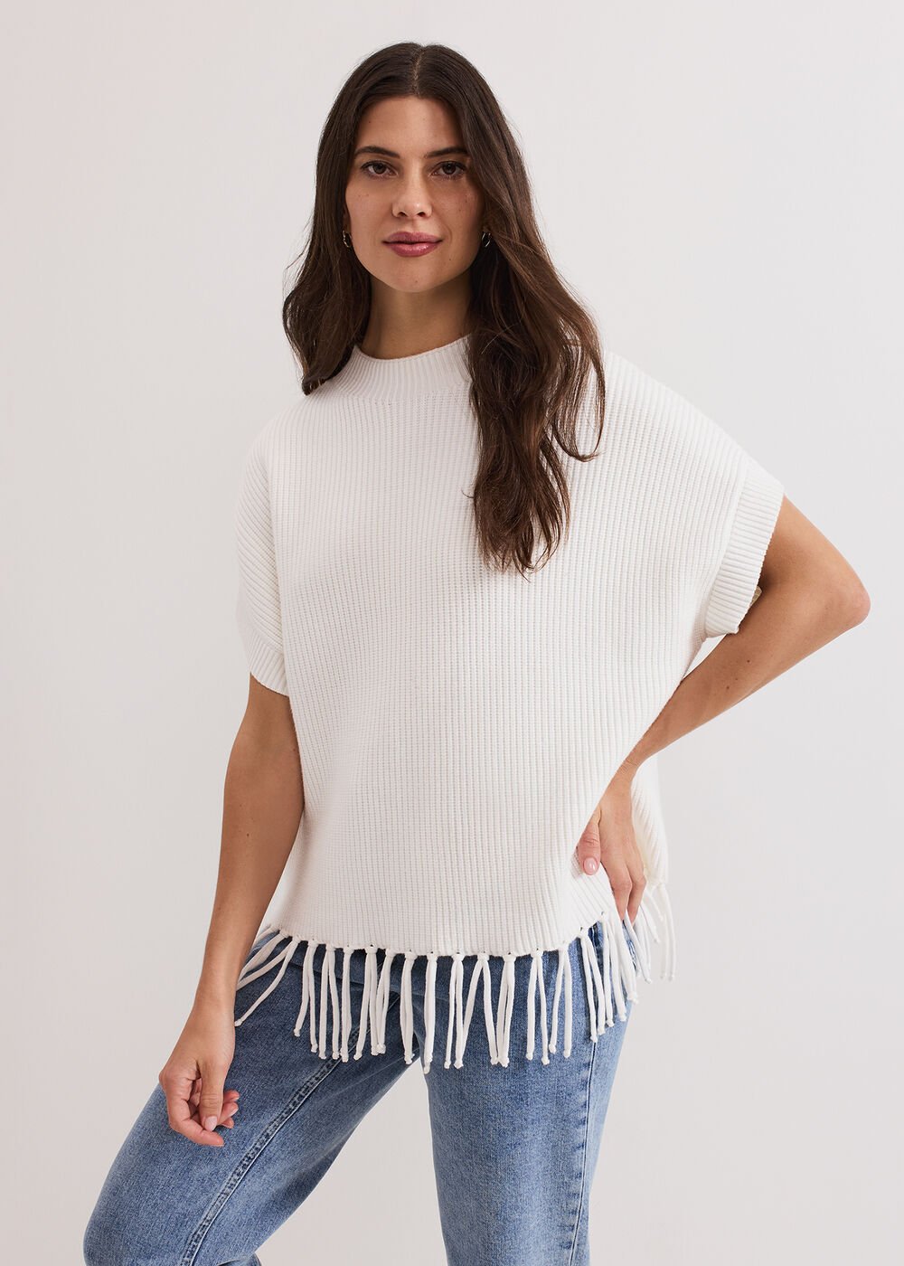 Myleene Fringe Knit - Ivory