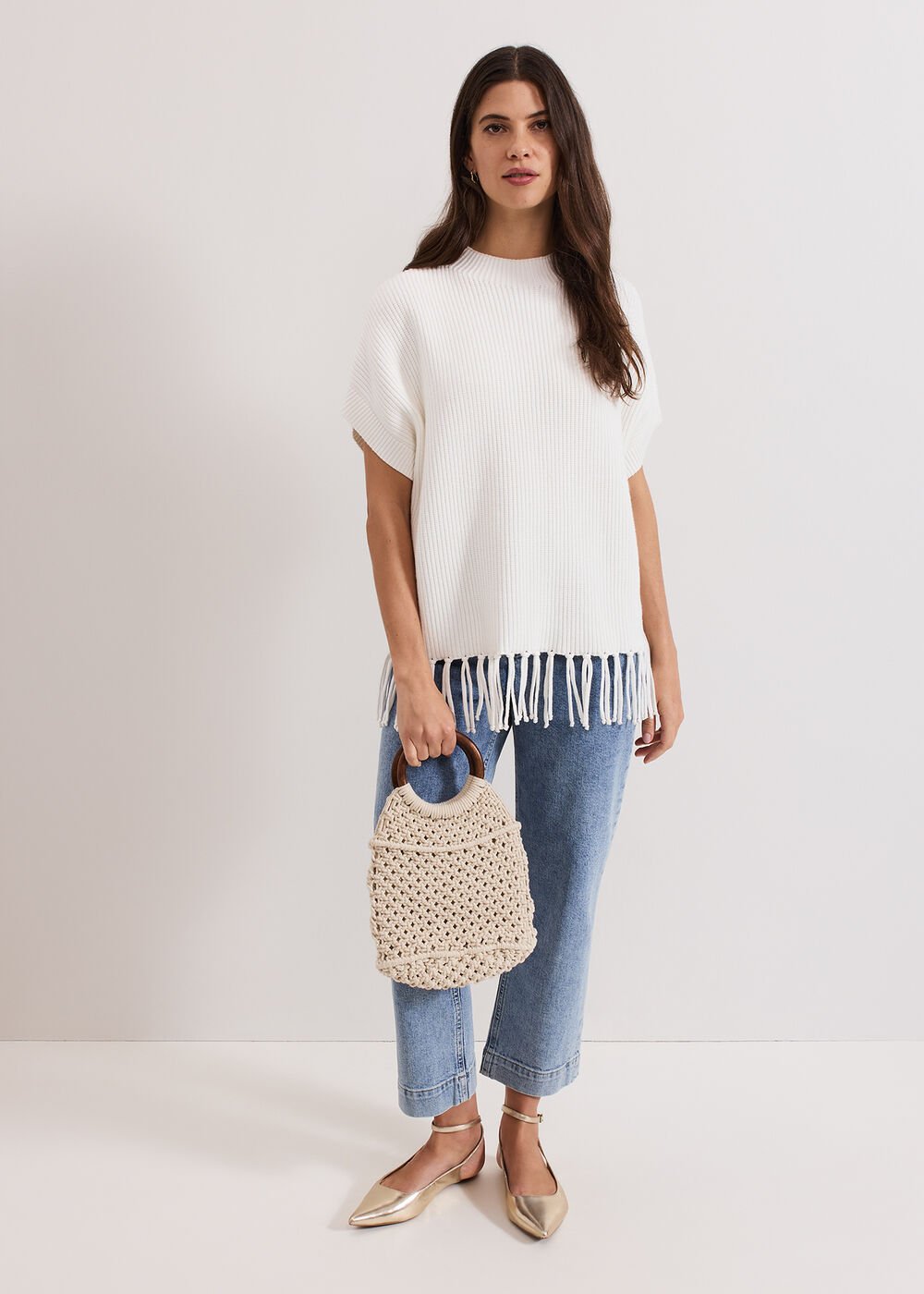 Myleene Fringe Knit - Ivory