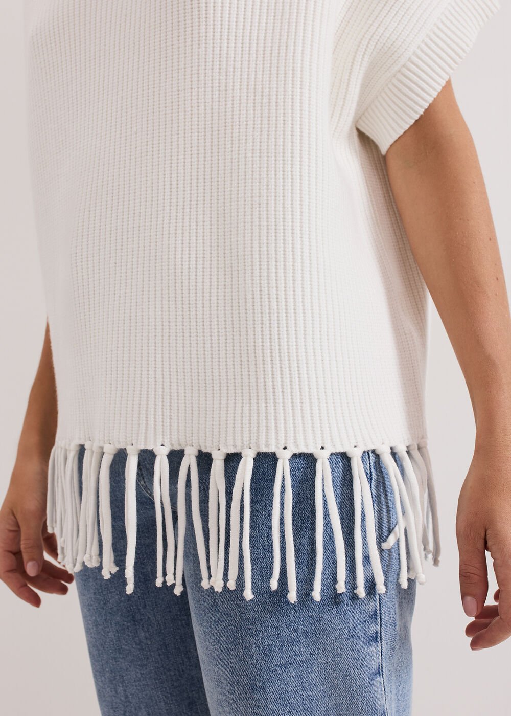 Myleene Fringe Knit - Ivory