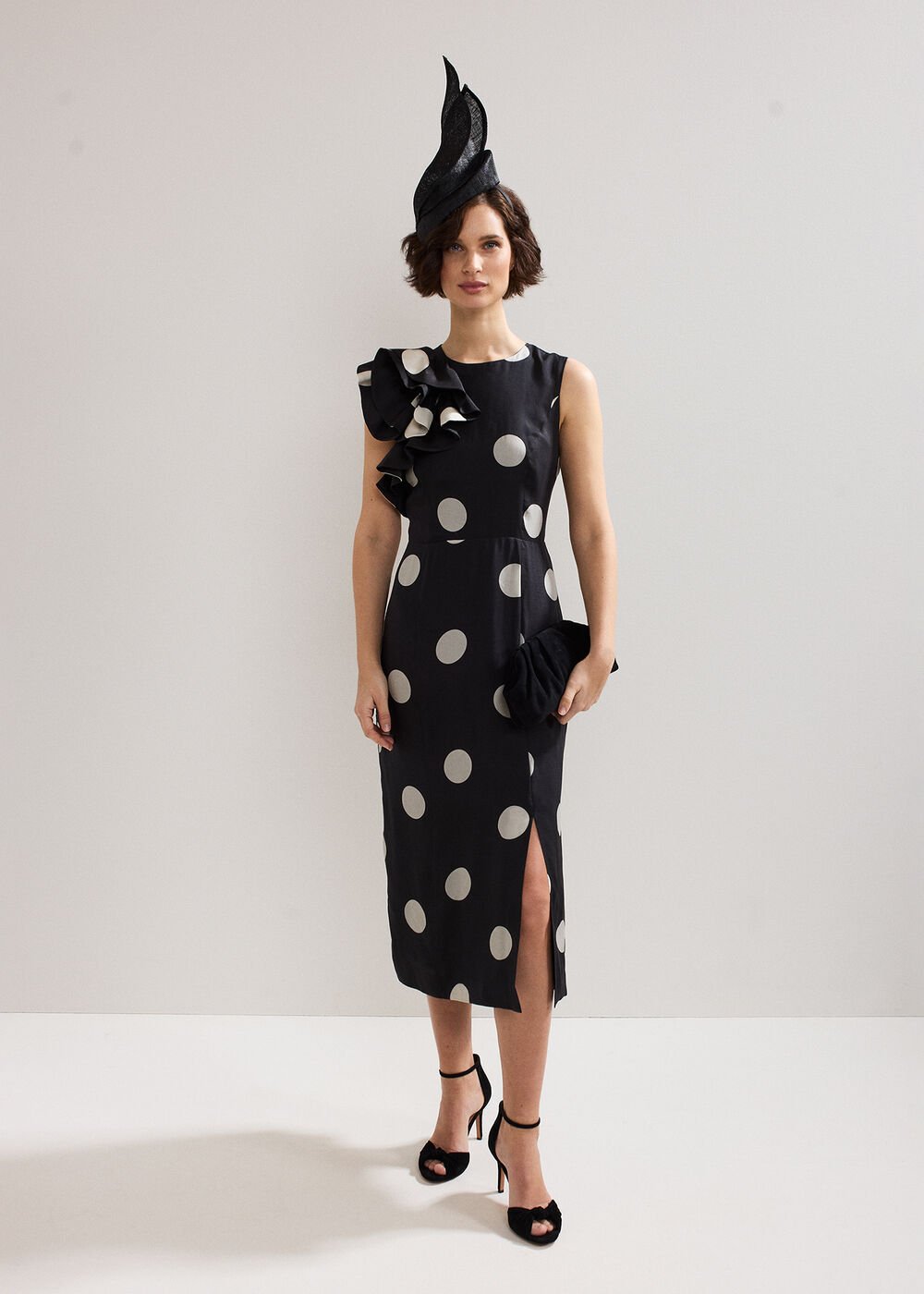 Joslyne Spot Dress - Black/Ivory